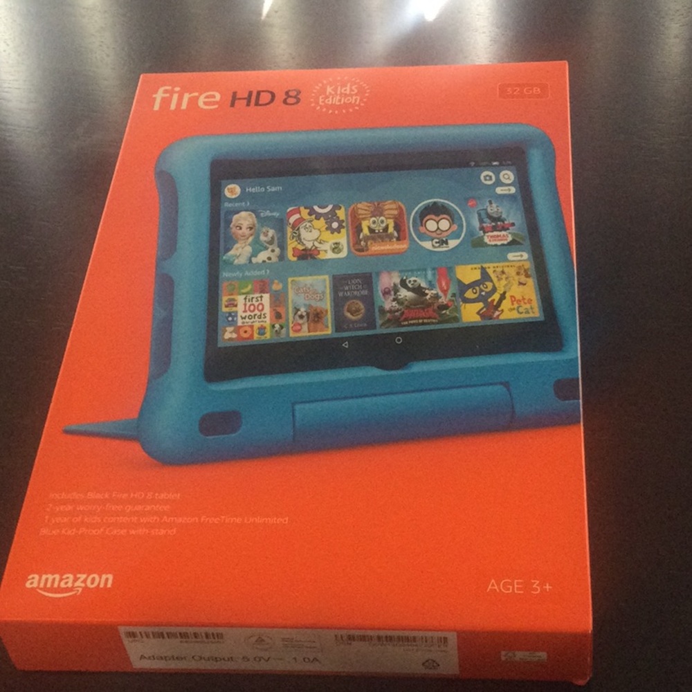 Tablet with blue kid proff case with stand